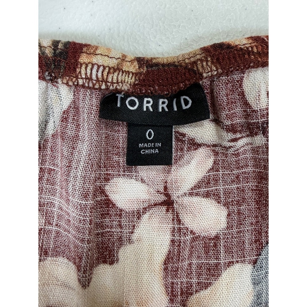 Torrid‎ Floral Babydoll Cami Women L/12 Burgundy Wine Peplum Sleeveless Top - Picture 4 of 8